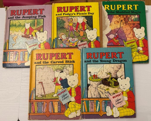 Five vintage rupert bear - vintage,