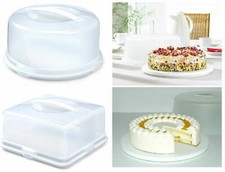 Plastic Cake Box Tub With Clip Handle Storage Containers Clear Airtight Lid 33CM