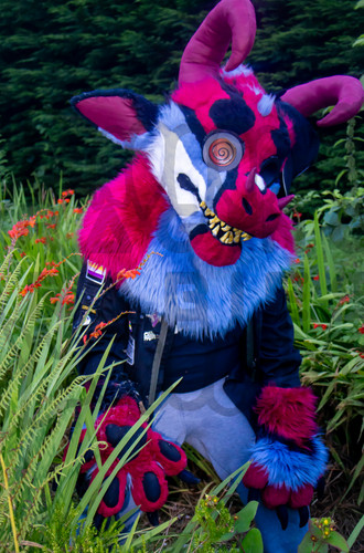 Furry fursuit head red dragon - fursuit,