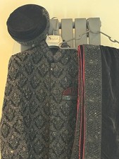 Black Men’s Sherwani By memsaab (Asian Groom Wedding Attire)