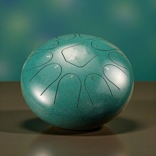 Steel Tongue Drum 12 Inch 13 Notes Steel Rain Drums Hand Pan Soundbath Teal Gift