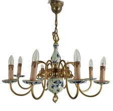 Large delft chandelier blue