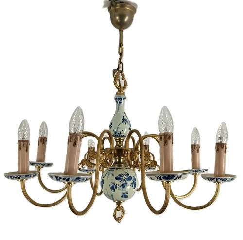 Large delft chandelier blue