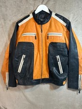 Vintage Angelo Litrico 2-Tone Orange & Black Leather – Size L – Biker Style