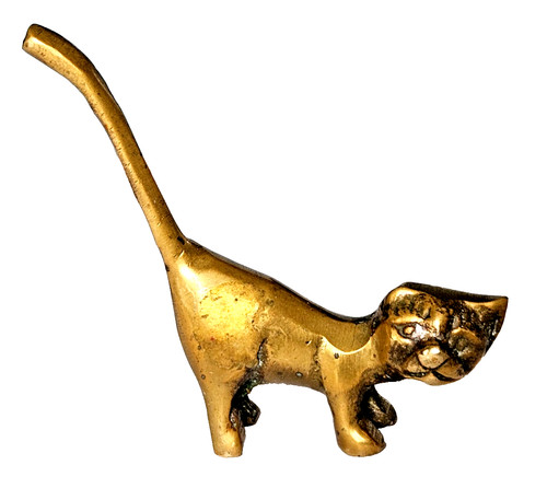 Vintage solid brass - solid, cat