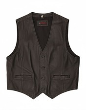 ROCKHILL Mens Leather Waistcoat Large Black Leather BY06
