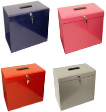 A4 Metal File Filing Box  Office Storage Lockable 5 Free Suspension Files New