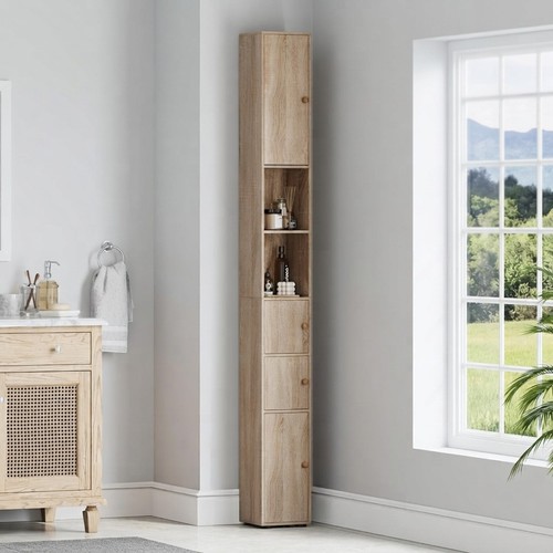 Maple tall bathroom cabinet - maple,