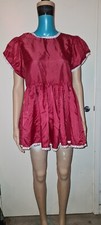 New red light satin frilly dress sissy maid adultbaby  lace trims any size
