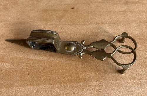 Antique brass scissor candle - antique,