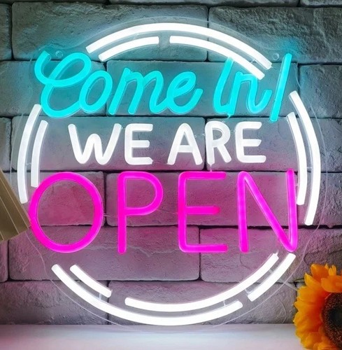 Come are open led neon - come,