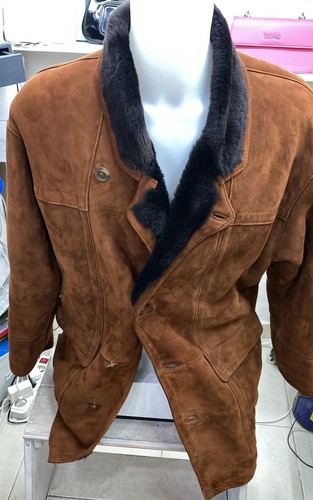 Men brown shearling coat - brown,