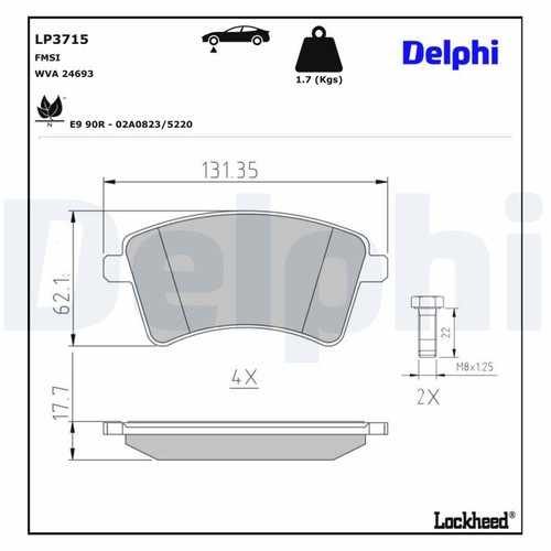 Lp3715 brake pad set disc - lp3715,