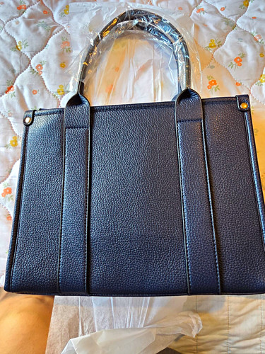 Navy faux leather shoulder - navy, bag