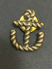 Brass Gold Rope Design Antique Effect Anchor Pin Badge Stamped Farrah & Pearce