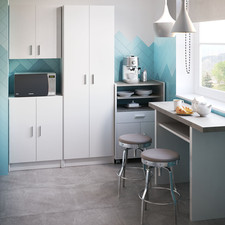 VITA 2 Door White Utility Cupboard Storage Cabinet with 3 Internal Shelves