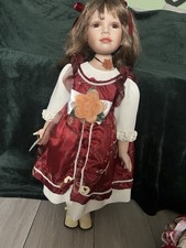 Limited edition Stewart Ross Vanity Fair  Porcelain Doll and  teddy bear. 