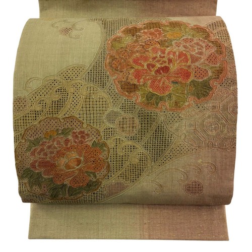 Kimono obi silk belt - kimono, matcha