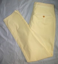 NEW DUNHILL CHINOS Dress Golf TROUSERS SUIT PANTS SLACKS Yellow ITALY W 30 L 32