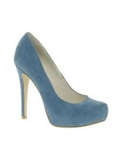 Pale Blue Lilac Suede Cadbury High Platfom Court shoes Faith Heels 5 38 BNWOB