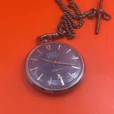 Vintage FERO Feldmann Swiss Silver Pocket Watch RUNNING GREAT 'Lepine' Blue Dial