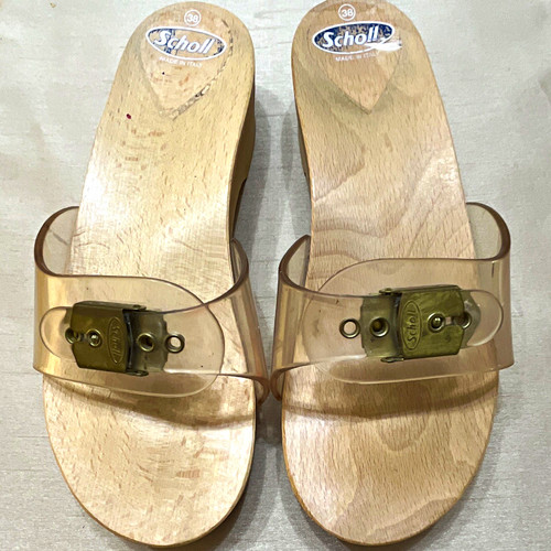 Scholl womens beige clear pvc - beige,