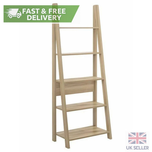 Oak ladder bookcase shelving - ladder,