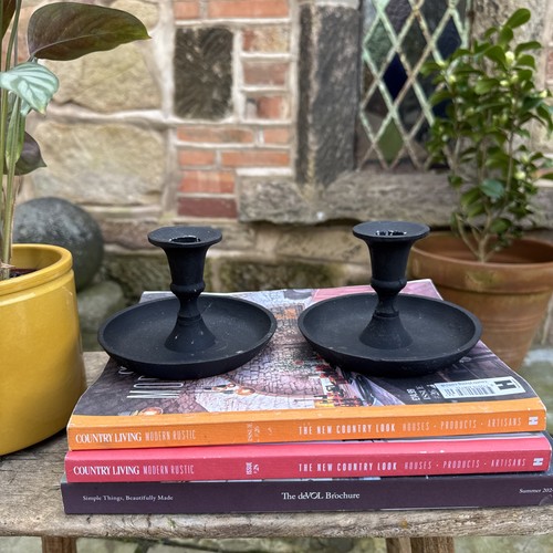 Black metal candlesticks pair - candlesticks,