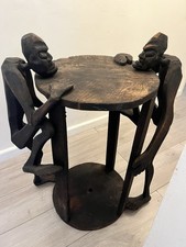 RARE Antique African Tribal Figural Figure Carved Wood Table