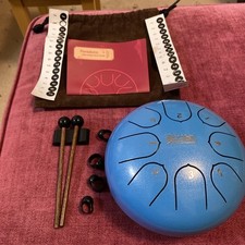 Steel Tongue Drum, 6 Inch 8 Notes Steel Hand Drum with Bag (Blue)
