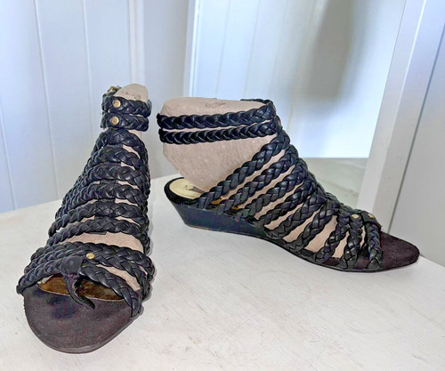 Zara black leather plaited - zara,