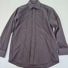 RACING GREEN Shirt 16 Black Mens Double Cuff Button Long Sleeved Plain