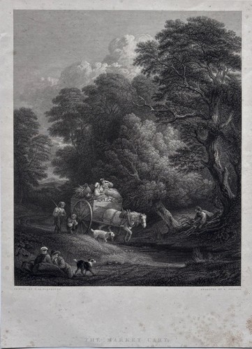 Antique landscape engraving - antique,