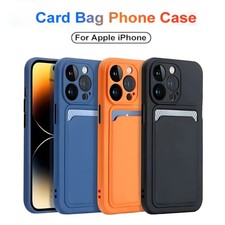 Case For iPhone 17 16 15 14 13 12 Pro Max Silicone Cover With Wallet Card Holder