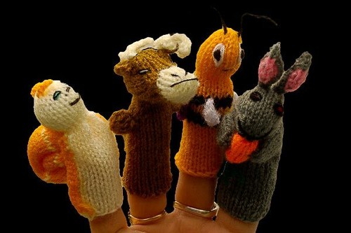 Hand knitted finger puppets - finger,
