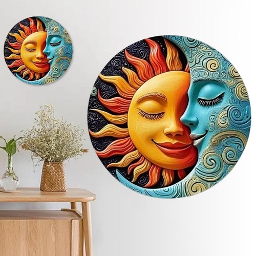 Sun moon metal wall plaque - metal,