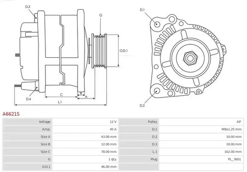 Alternator with belt pulley