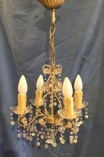 Antique 4 Arm Chandelier with all glass ball drops