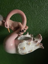 Vintage Pottery Floral Swan