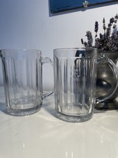 Vintage Glass 10 sided  Pub Pint Tankards GR Crown 64 X 2 Pub Glasses Fab Cond 