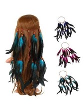 Indian Feathers Headdress Dangle Feathers Native-American Hair Jewelry for Women