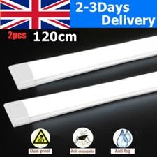 2Pcs 4FT 120CM Slim LED Wide Batten Tube Light Ceiling Lights Daylight White UK