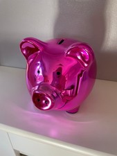 Percy Pig Limited Edition M&S Hot Pink Metallic Money Box Piggy Bank
