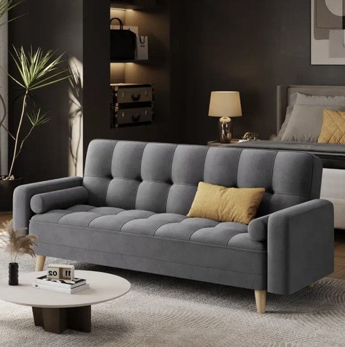 Grey sofa bed - grey, velvet