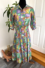 True Vintage Dress Women's Size 10 Multicolour Abstract Shirtwaister Fit & Flare