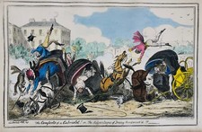 Caricature. G. Cruickshank. The Comforts of a Cabriolet. 1835. Etching/Engraving