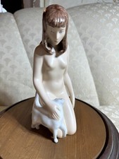 Royal Dux Nude Female with Cat