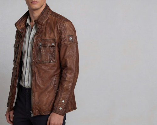 Milestone brown leather men - brown,