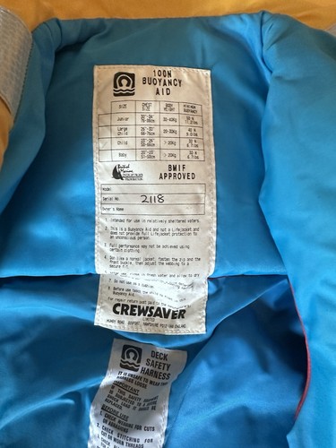 Crew saver junior life vest - life,