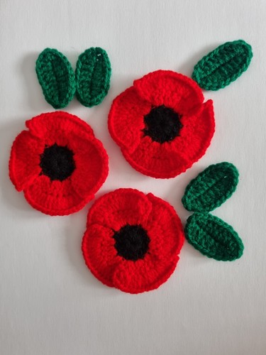 Crochet poppy flowers acrylic - poppy,